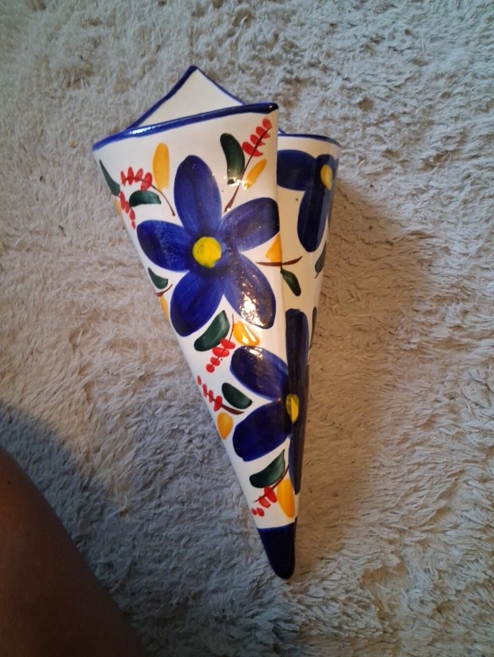 VTG Mexican Talavera Wall Planter Hand Painted Hanging Vase Ceramic Wall Pocket - Picture 3 of 7